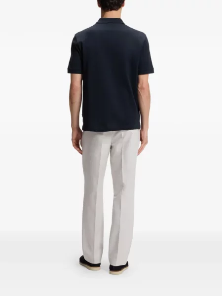 Tricou polo Boss tricotate albastru