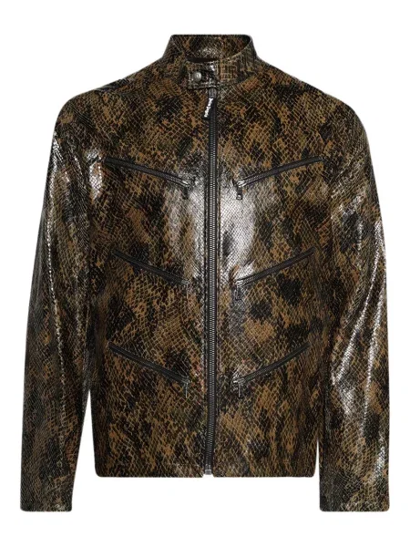 Яке Palm Angels с принт със змийски принт кафяво