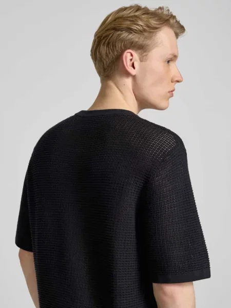Bluzka z dzianiny z okrągłym dekoltem model ‘ALMERIA’ Jack & Jones czarna