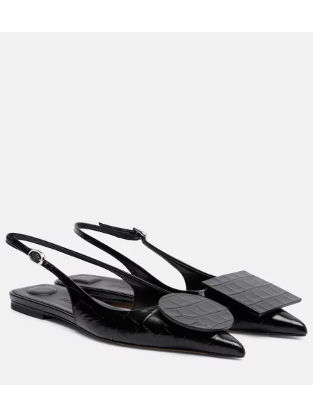 Usnjene salonarji Jacquemus z odprtimi petami črna