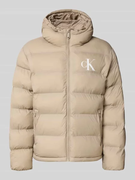 Kurtka w stylu puffer o kroju regular fit z nadrukiem z logo model Monogram' Calvin Klein Jeans beżowa