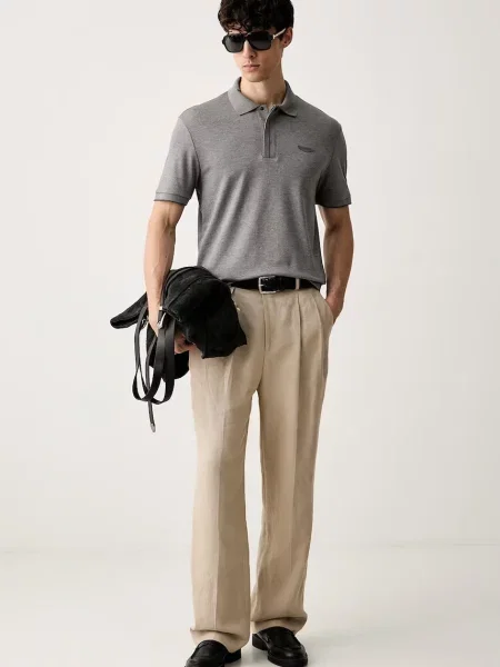 Tricou polo Boss gri