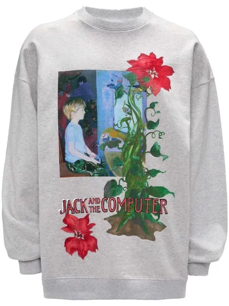 Hanorac crewneck Jw Anderson cu imagine gri