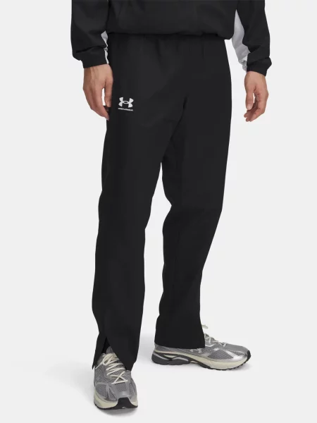 Pánske nohavice Under Armour Rival Woven Windbreaker Pánt black/black/white biela