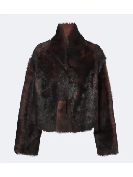 Reversibil geacă Arma din piele de oaie maro