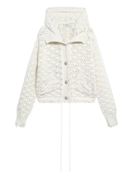 Cardigan Blumarine cu glugă din dantelă alb