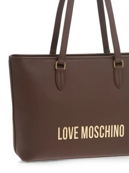 Shopper torbica Love Moschino s autogramom smeđa