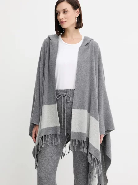 Вълнено пончо Liviana Conti от топла материя сиво