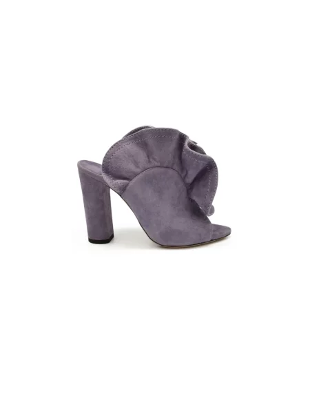 Klapki mules Jimmy Choo zamszowe fioletowe