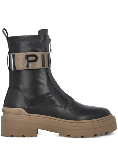 Cizme scurte Pinko cu bretele cu autograf negru