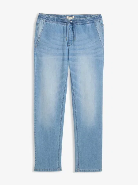 Lekkie jeansy z gumką w talii regular fit straight niebieskie