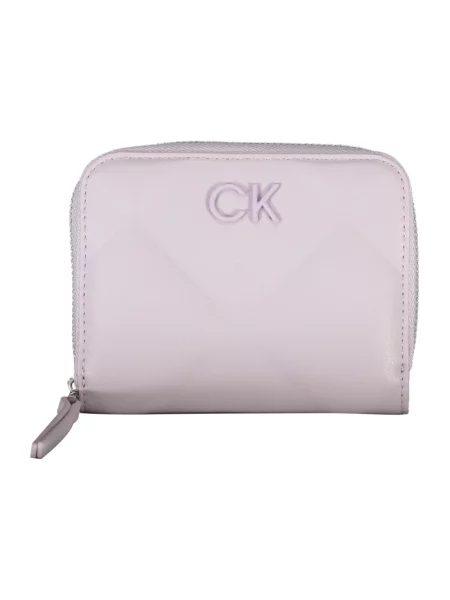 Lniany portfel Calvin Klein elegancki fioletowy
