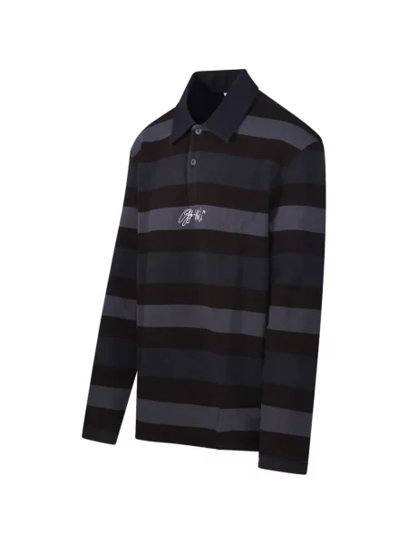 Pulover Off-white cu broderie cu dungi alb