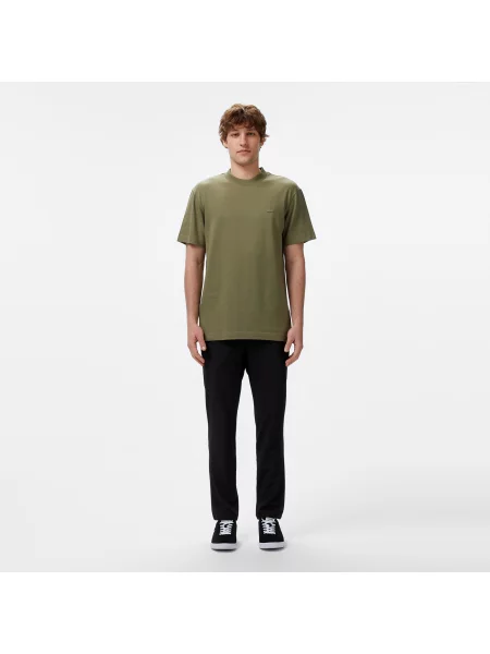 Lacoste T-Shirt Z Okrągłym Dekoltem Relaxed Fit Khaki zielony