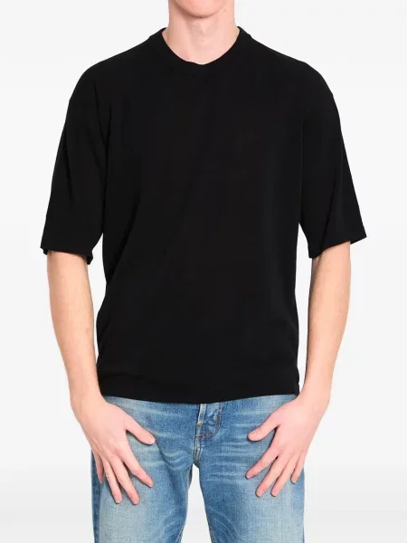 Tricou Roberto Collina cu nervuri negru
