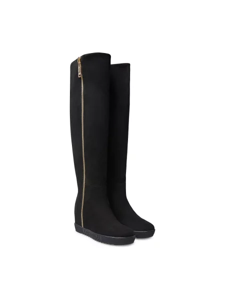 Kozaki Loriblu zamszowe na platformie czarne