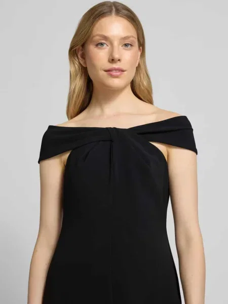 Sukienka koktajlowa o długości do kolan z wiązanym detalem model ‘TAKOTA’ Lauren Ralph Lauren czarna