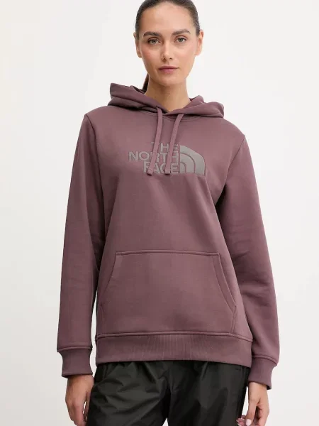 The North Face bluză Drew Peak cu glugă cu imprimeu bordo