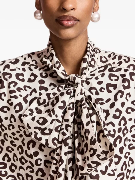 Cămașă Essentiel Antwerp cu funde cu model leopard