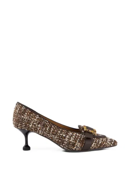Pantofi cu toc Gibaldi din tweed maro