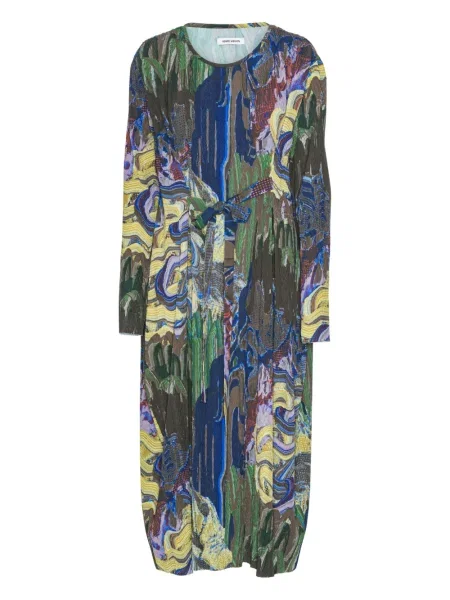 Rochie midi Henrik Vibskov cu imagine cu imprimeu abstract până la genunchi albastru