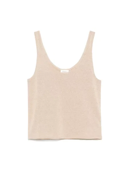 Dzianinowy top Saint Laurent na ramiączkach beżowy