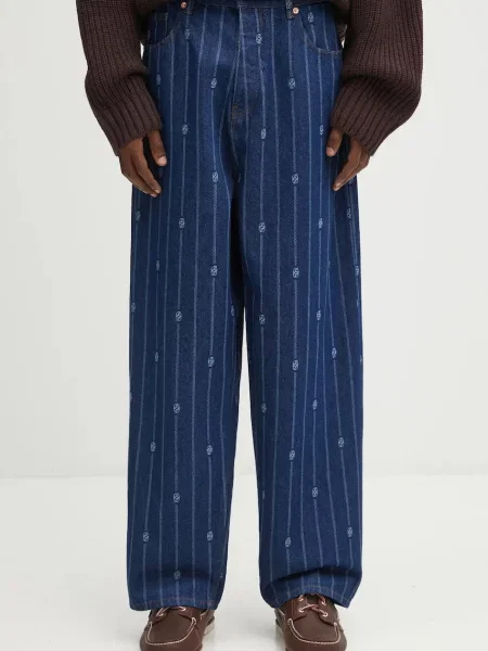 Drôle de Monsieur jeans Le Jean Baggy Monogramme albastru