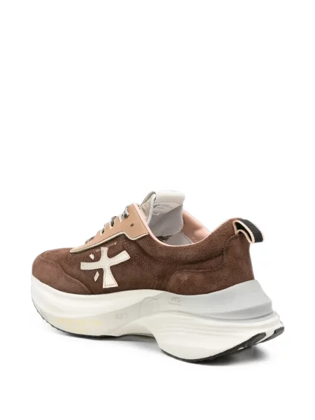 Sneakerși Premiata din piele de căprioară cu imagine cu model leopard maro