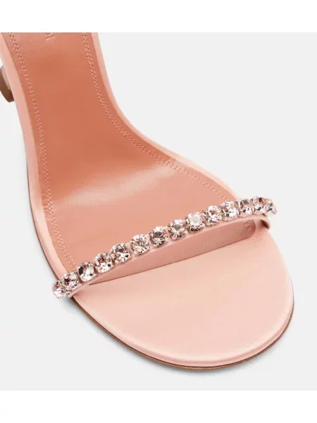 Sandale Amina Muaddi din satin de cristal roz