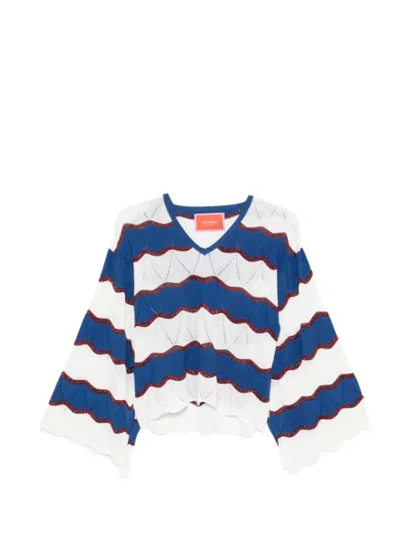 Pulover La Doublej cu decolteu în V alb