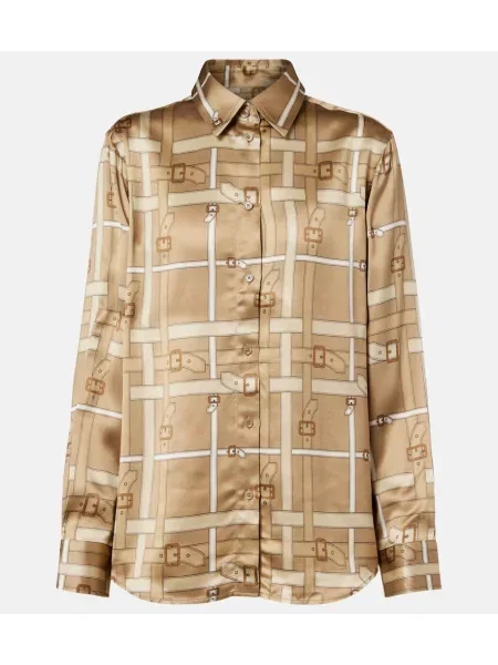 Satynowy top Burberry z nadrukiem beżowy