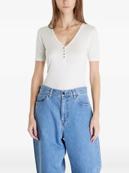 Tricou Lee cu decolteu în V alb
