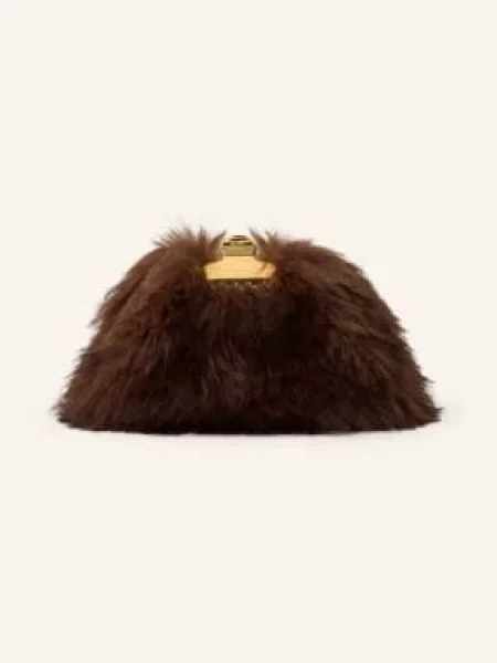 Marc Jacobs Clutch The Small Claw Clip Clutch Faux Fur Z Sztucznego Futra braun złote