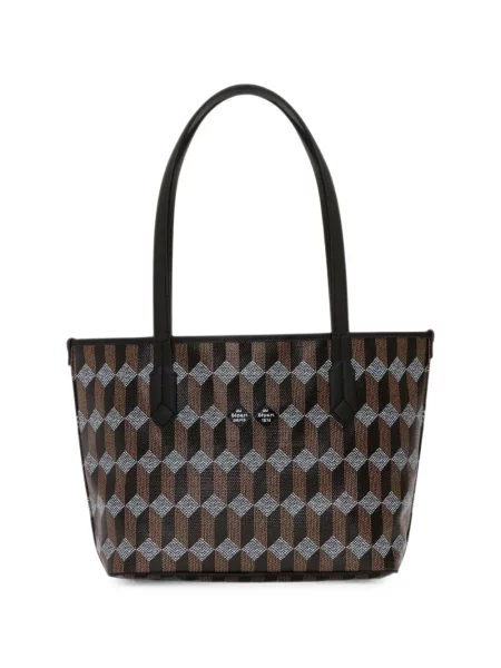 Geantă shopper Au Départ cu imprimeu geometric maro
