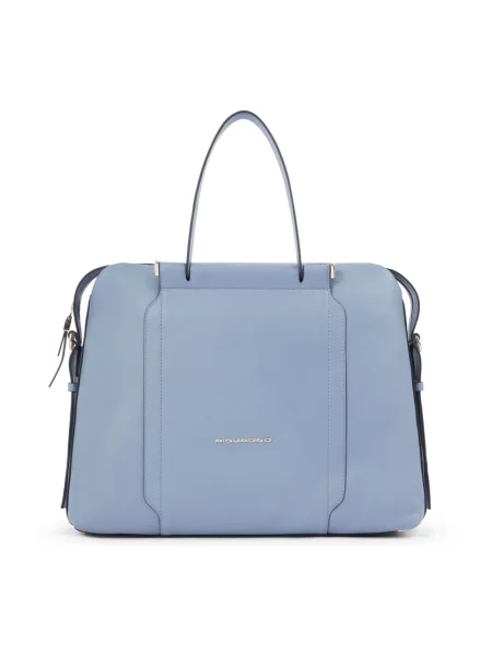 Torebka skórzana Piquadro skórzana niebieska