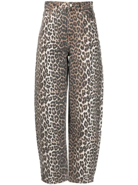 Blugi conici Ganni cu imagine cu model leopard