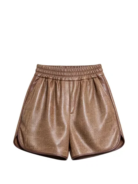 Pantaloni scurți Brunello Cucinelli din piele maro