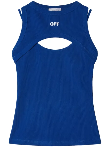 Top Off-white fără mâneci cu imagine