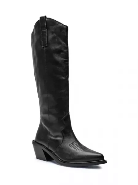 Alohas De piele cizme cowboy negru