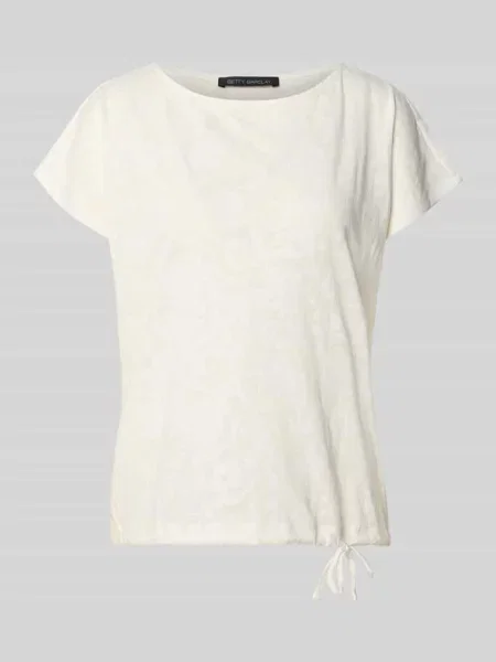 T-shirt z trokiem przy dole i okrągłym dekoltem Betty Barclay biała