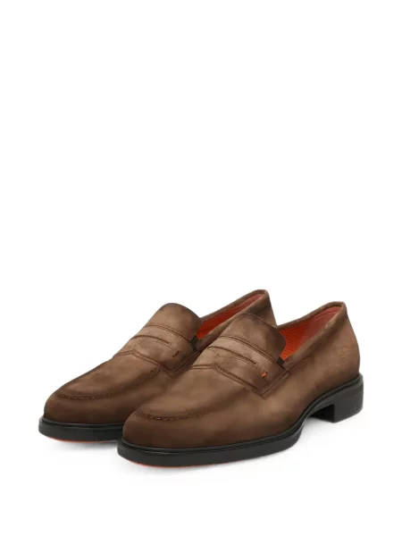 Pantofi loafer Santoni din piele de căprioară maro