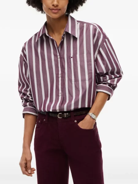 Cămașă Tommy Hilfiger cu dungi violet