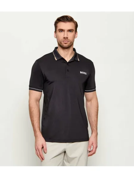 Tricou polo Boss Green negru