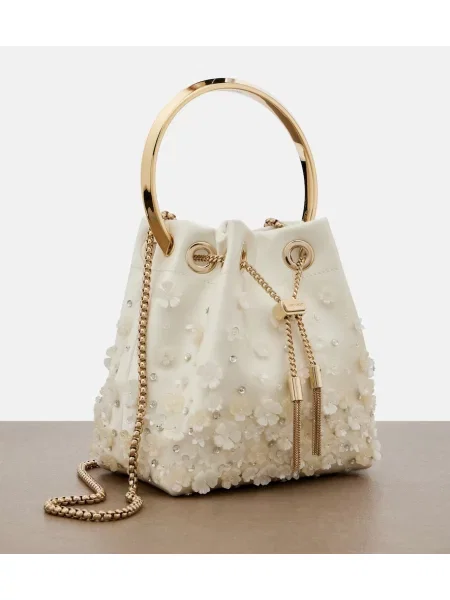 Geantă Jimmy Choo din satin alb
