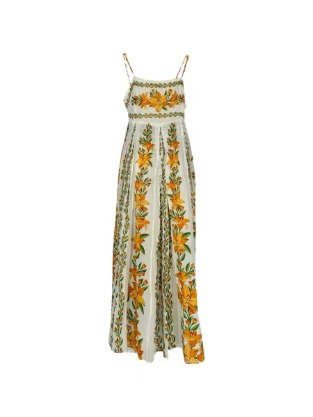 Rochie maxi Farm Rio cu imprimeu tropical alb