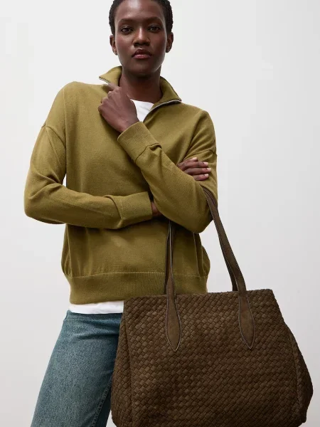 Answear.LAB geantă shopper pentru femei cu imitație de piele întoarsă verde