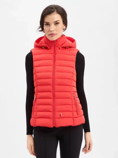 Wellensteyn kamizelka pikowana Włochy Kaptur Kobiety Sztuczne włókno jednolity S czerwony