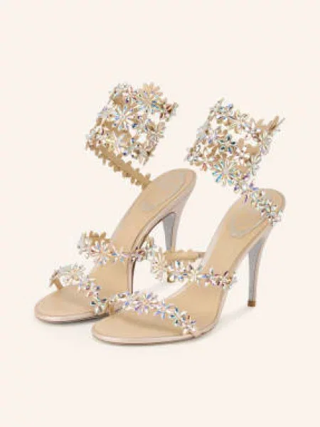 Rene Caovilla Sandály Eva S Ozdobnými Kameny světle / stříbrná hnědá