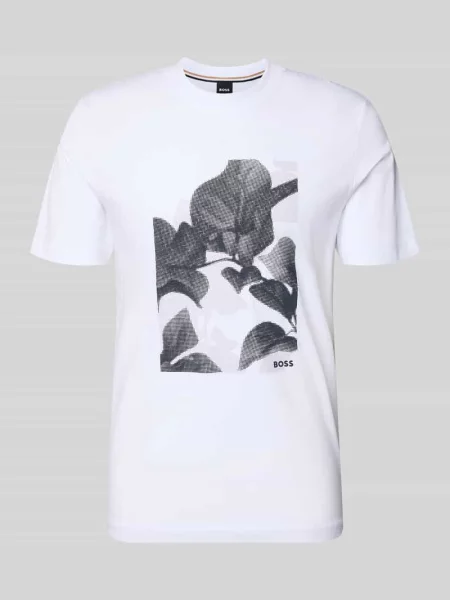 T-shirt o kroju regular fit z czystej bawełny model C-THOMPSON Boss biała