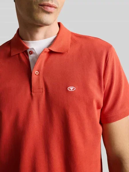 Koszulka polo o kroju regular fit z czystej bawełny Tom Tailor pomarańczowe